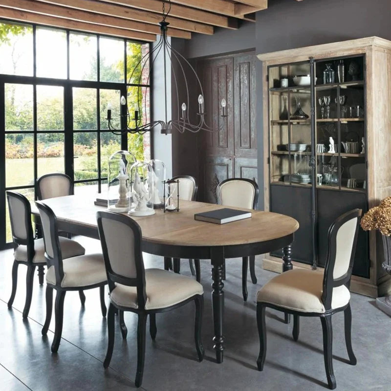 Elegant French Country Solid Oak Extendable Oval Dining Table - Farmhouse Design