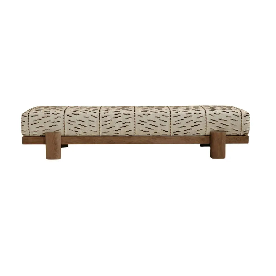 Handmade Beech Solid Wood Velvet Ottoman Bench for Entryway and Living Room