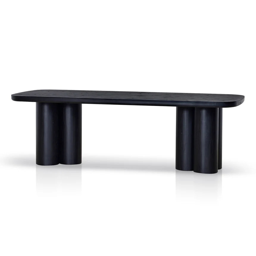 Hallie 2.4m Elm Dining Table - Full Black