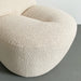 Elegant White Boucle Accent Chair with Carved Oak Frame for Living Room