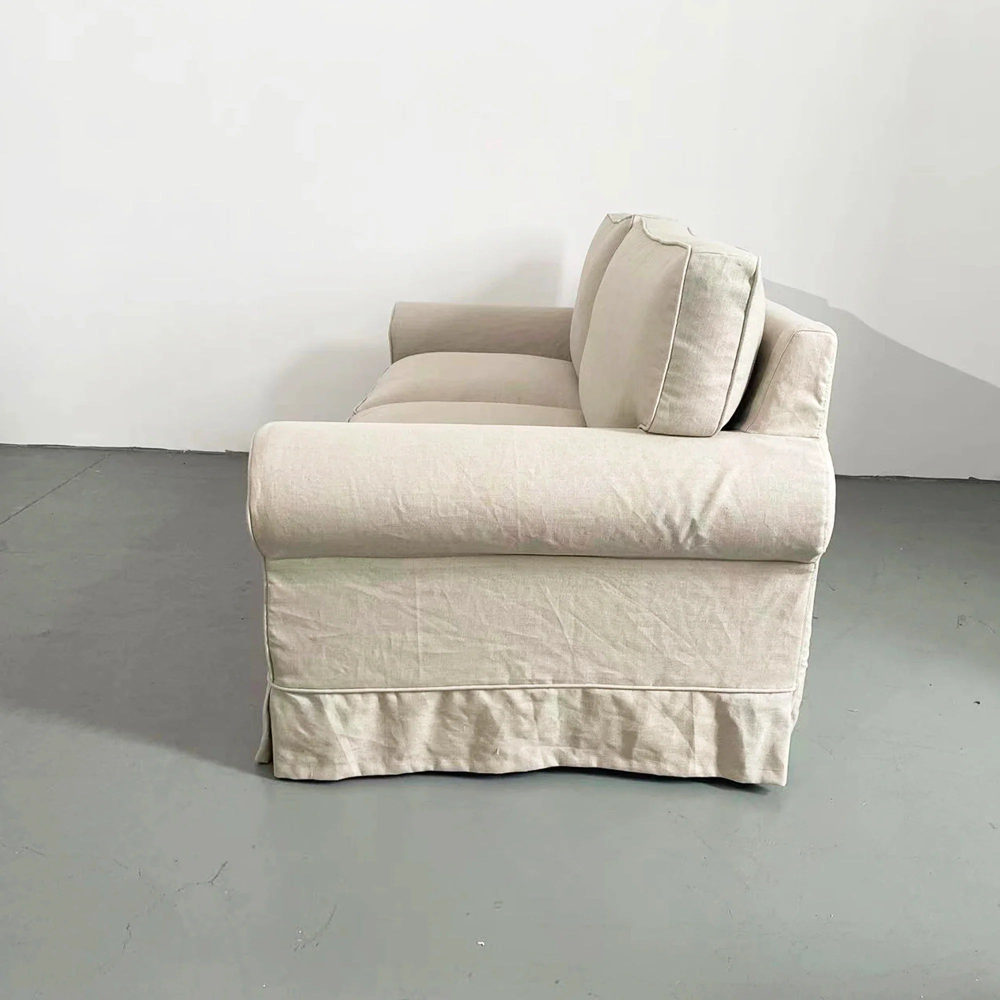 French Classic Linen Fabric Sofa with Removable Slipcover for Living Room