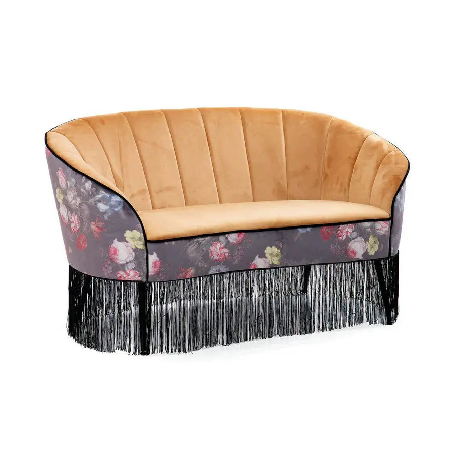Minimalist Deep Velvet Cloud Sofa with Tassels and Curved Design