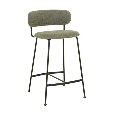 Retro 70s Style Lime Green Metal Barstool, Low Height for Kitchen & Commercial Use