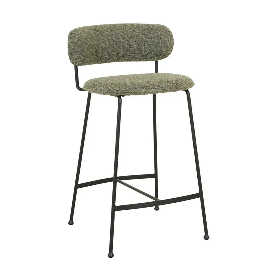 Retro 70s Style Lime Green Metal Barstool, Low Height for Kitchen & Commercial Use