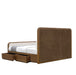King Size Linen Upholstered Bed Frame, Solid Oak Storage, Rounded Design