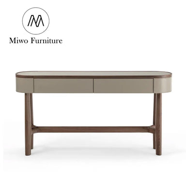 Modern Luxury Nordic Leather Solid Wood Entrance Console Table