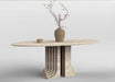 Elegant Tostone Beige Round Travertine Dining Table for Modern Kitchens & Homes