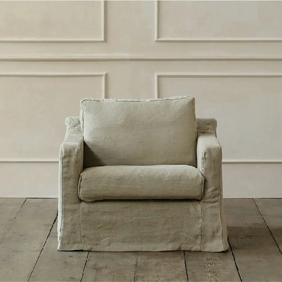 Elegant Wabi-Sabi Tufted Fabric 3-Seater Skirted Slipcover Sofa for Living Room