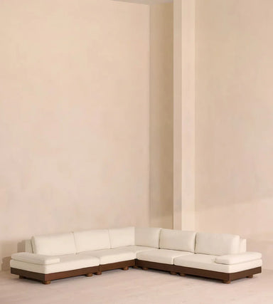 Modern Luxury Fabric Single Sofa Chaise with Oak Wood Legs