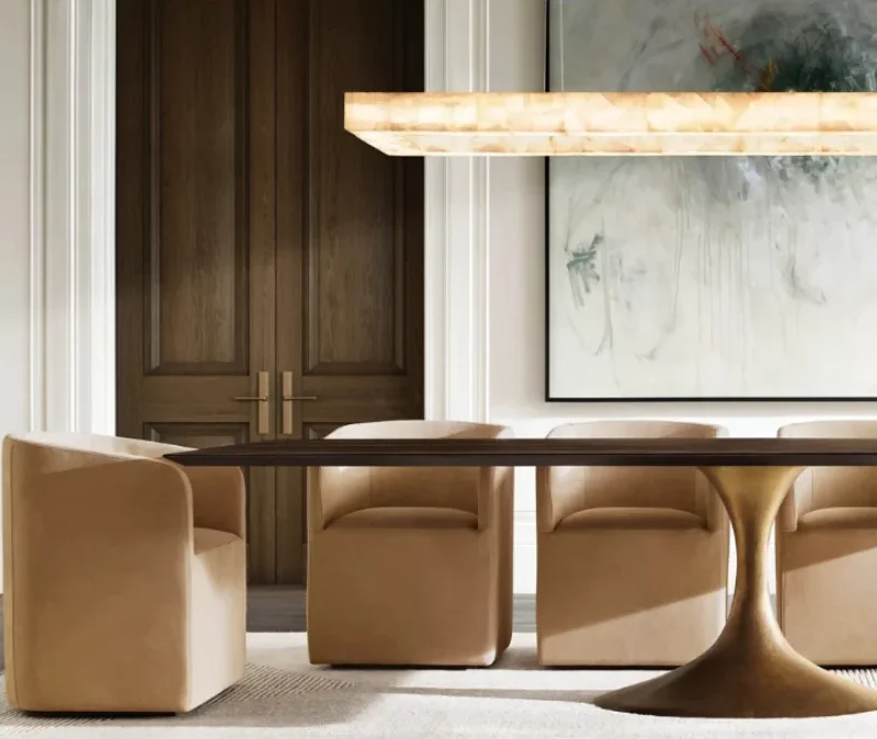 Elegant Solid Wood Round Dining Table for Modern Homes, Hotels, Villas
