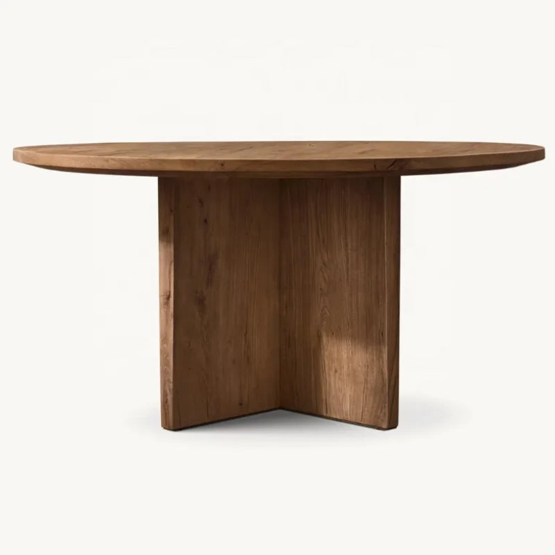 Exquisite High-Grade Round Wooden Dining Table Set - Customizable Oak Solid Wood