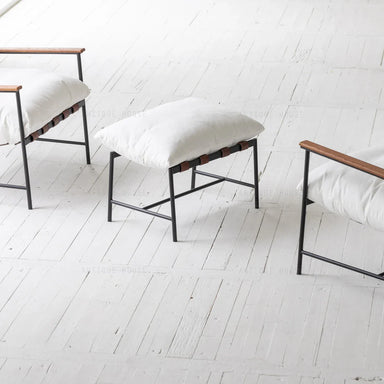 Minimalist Nordic Steel Upholstered Accent Chair Ottoman for Modern Living Spaces