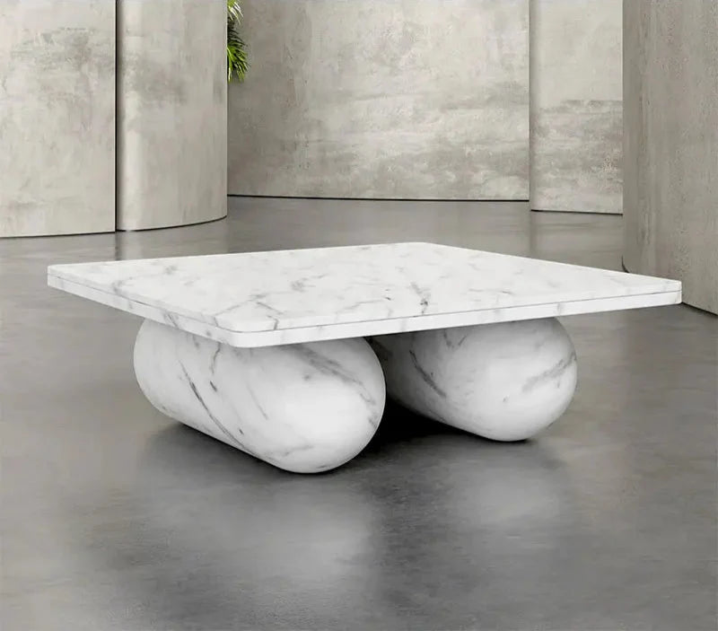 Elegant Carrara White Marble Rectangle Coffee Table for Modern Living Spaces