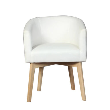 Elegant Mid-Century Modern White Oak Wood Dining Chair with Linen Upholstery