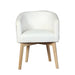 Elegant Mid-Century Modern White Oak Wood Dining Chair with Linen Upholstery