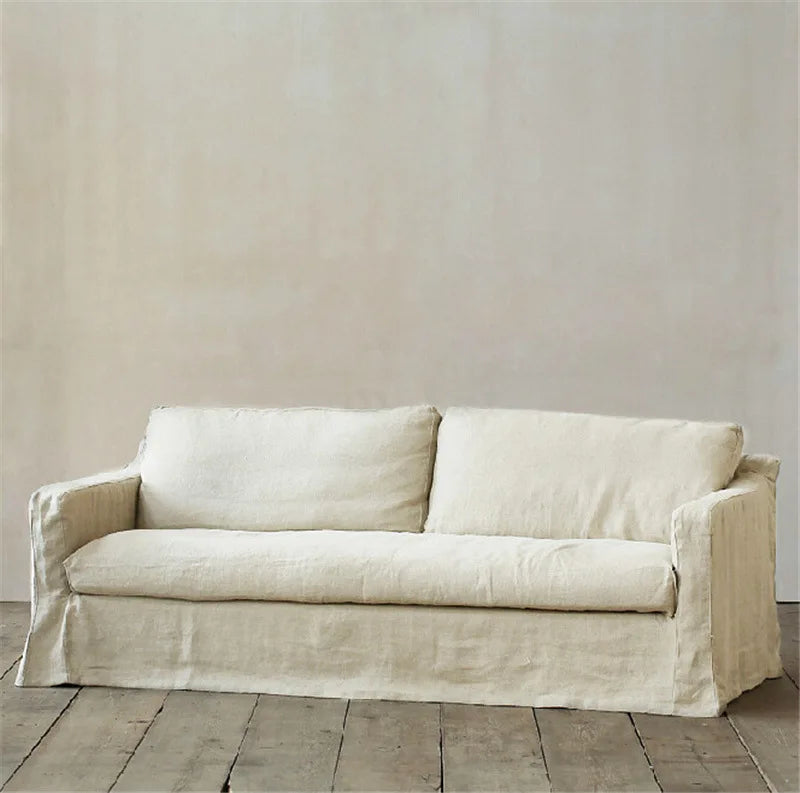 Modern Nordic Linen Fabric Loveseat Sofa with Washable Wabi-Sabi Style