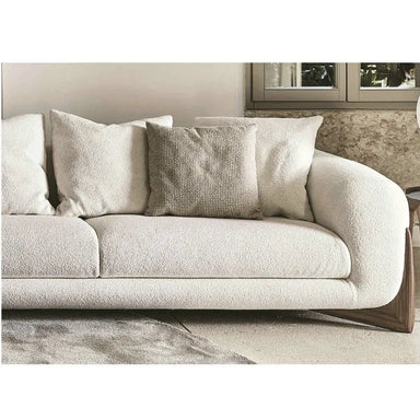Modern Boucle Fabric Three-Seater Sofa with Chaise Lounge, Solid Wood Frame
