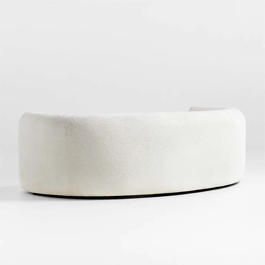 Elegant Italian Nordic Curved Boucle Sofa: Luxurious White Fabric Living Room Seating