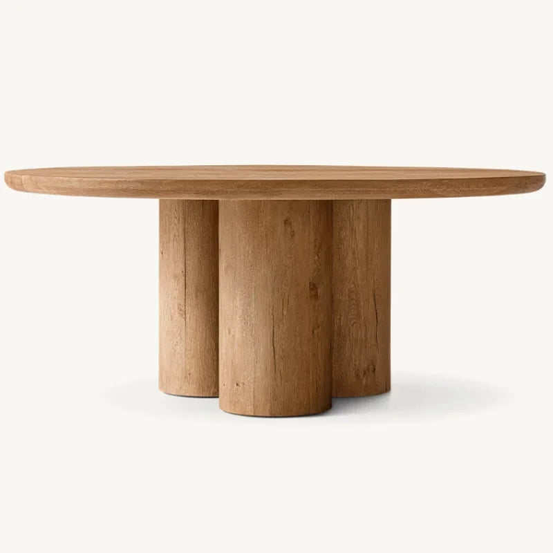 Elegant Vintage Round Solid Oak Dining Table - Customizable for Home, Hotel, Villa
