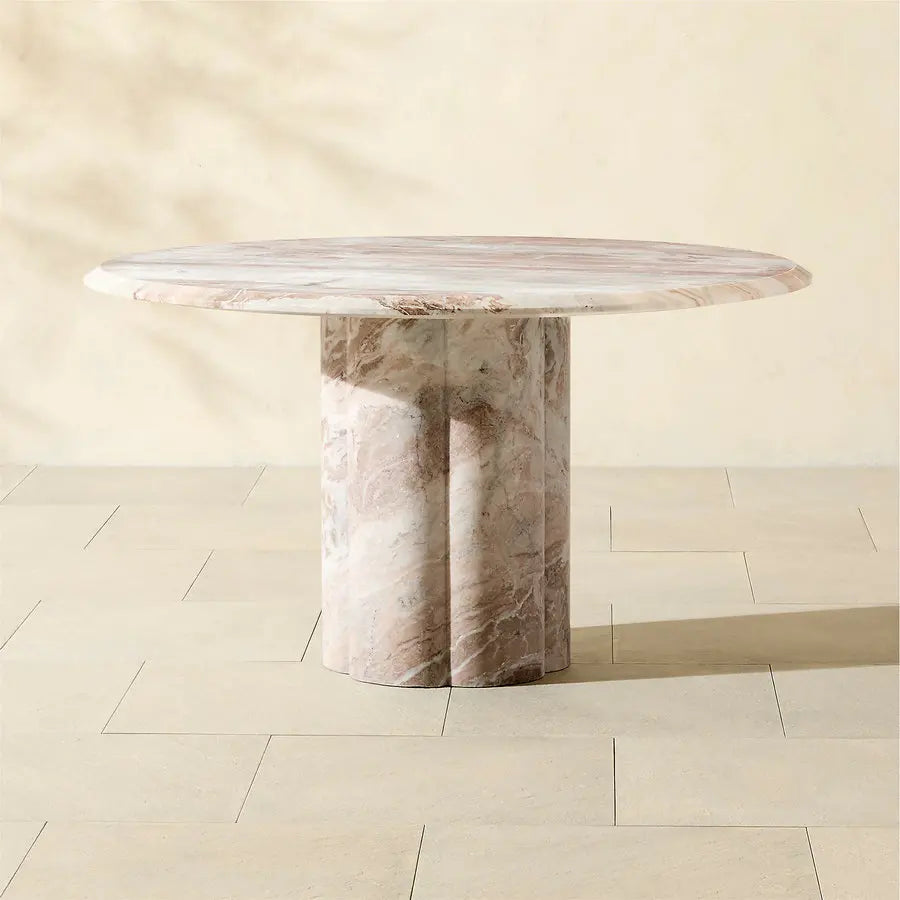 Luxury 54-inch Round Italian Natural Marble Dining Table with Lazy Susan