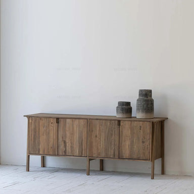 Rustic Reclaimed Pine Wood Sideboard Cabinet - Retro Kitchen Storage Furniture