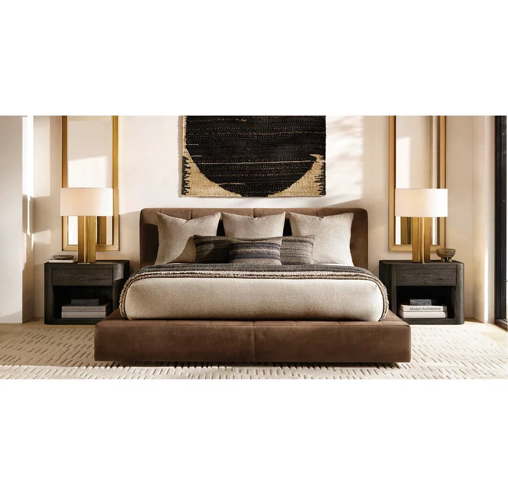 Luxury Customizable Oak Wood Nightstand with Plush Finish for Modern Bedrooms