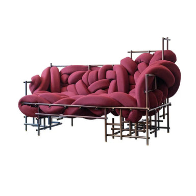 Modern Suede Woven Fabric 2-Seater Lounge Sofa for Commercial Spaces Furniture