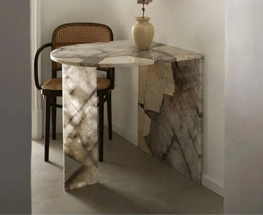Elegant Translucent Natural Marble Console Table for Entryway Living Room Decor