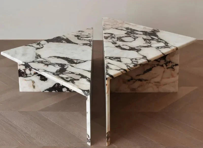 Tostone Elegant Calacatta Viola Marble Triangle Coffee Table for Modern Homes