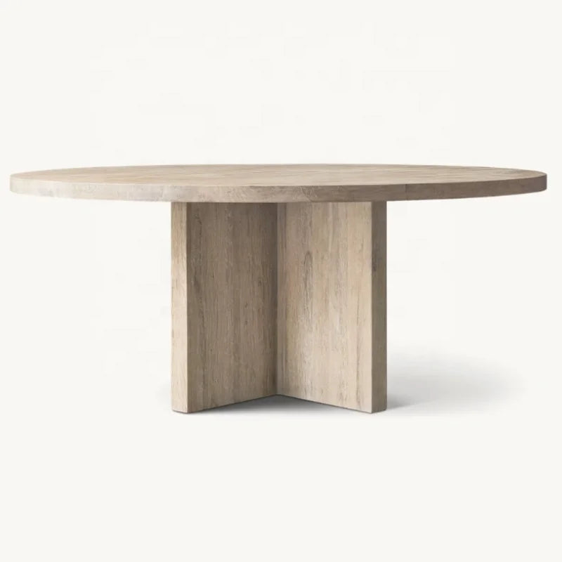 Elegant Solid Oak Round Dining Table for Luxury Homes and Commercial Spaces