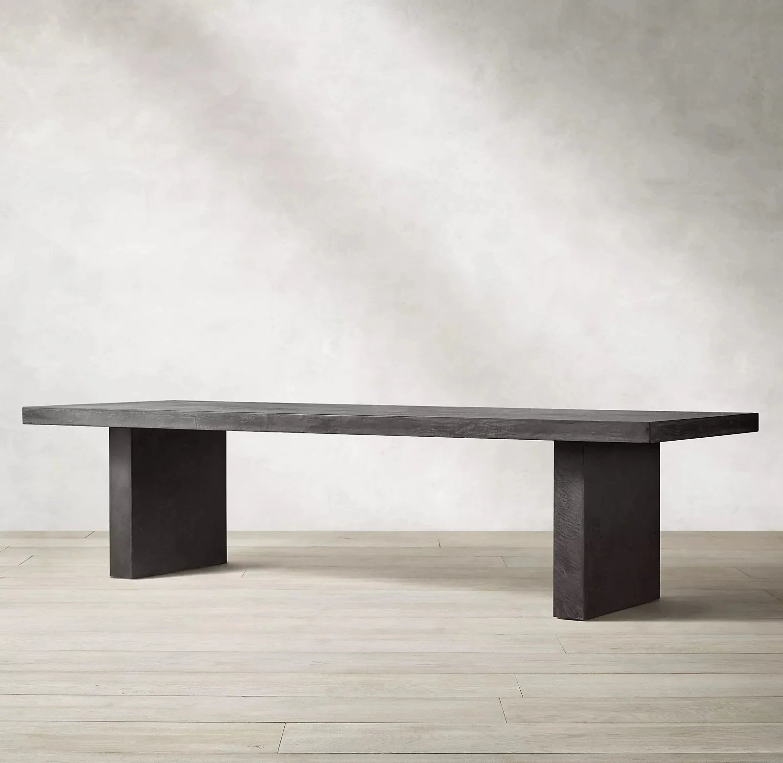 Modern Black Wood Dining Table, Customizable Size, Sturdy Home Kitchen Furniture