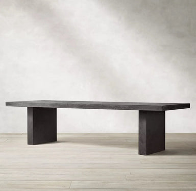 Modern Black Wood Dining Table, Customizable Size, Sturdy Home Kitchen Furniture