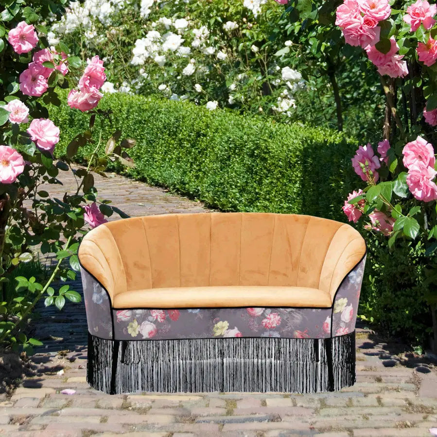 Minimalist Deep Velvet Cloud Sofa with Tassels and Curved Design