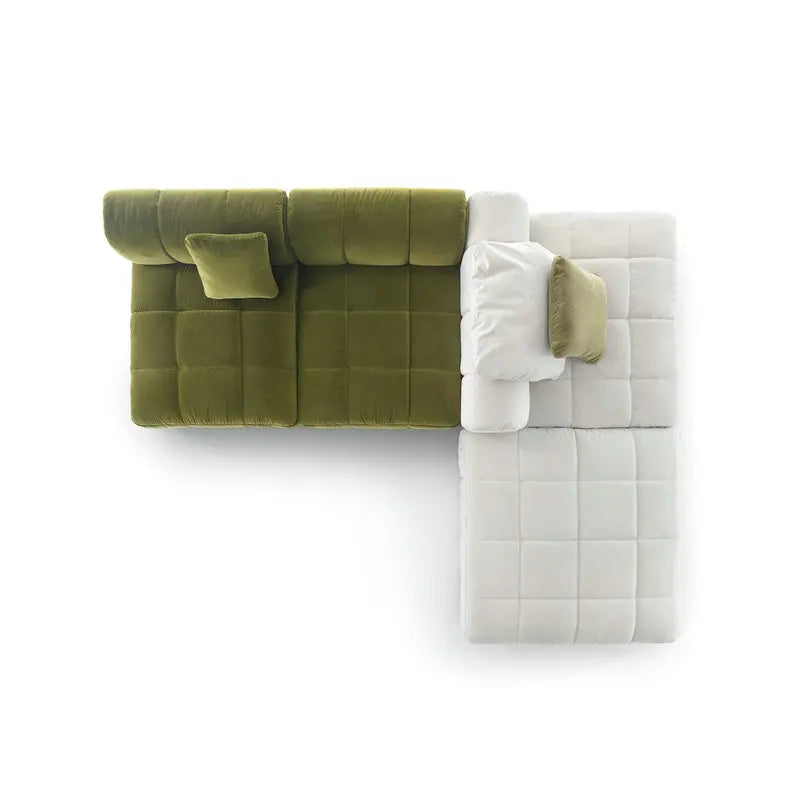 Modular Velvet Sleeper Sofa Sectional with Striped Design