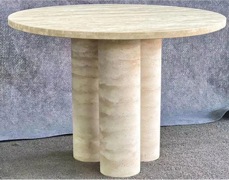 Elegant Natural Travertine Round Coffee Table – Modern Living Room Centerpiece