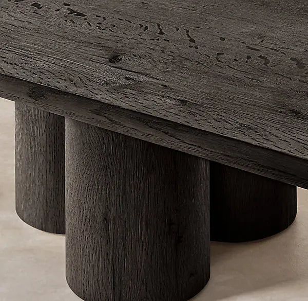 Luxury Modern Oak Wood Coffee Table with Cylindrical Supports Design