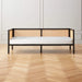 Chic Boho Black Natural Rattan Cane Back Daybed Sofa with Cushion Cover