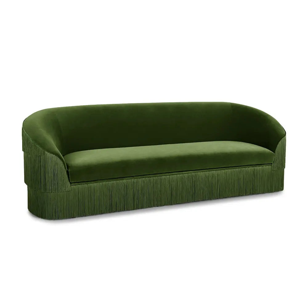 Luxury Modern Velvet Fringed Sectional Sofa with Elegant Tassels for Living Room