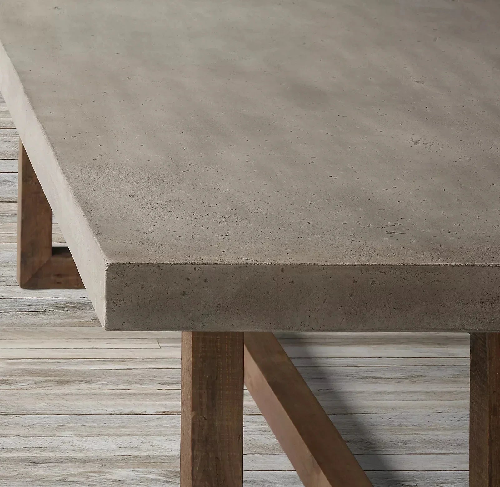 Modern Solid Wood Dining Table with Durable Cement Top for Home