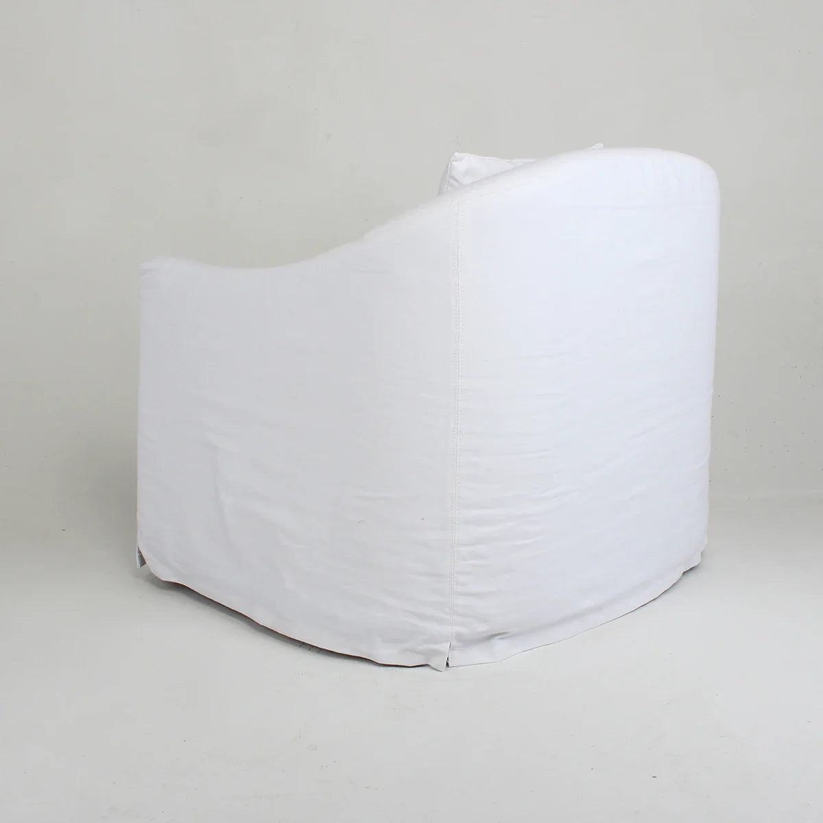 Chic White Linen Upholstered Armchair: Removable Slipcover, Solid Wood Frame, Single Sofa