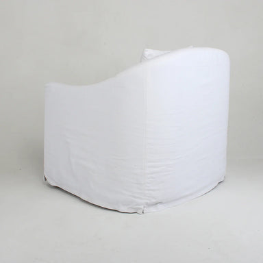 Chic White Linen Upholstered Armchair: Removable Slipcover, Solid Wood Frame, Single Sofa