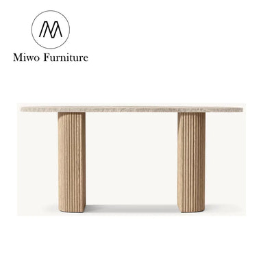 Modern Marble Top Solid Wood Narrow Entryway Console Table