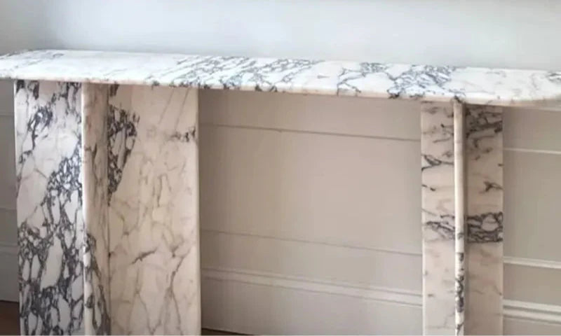 Elegant Calacatta Arabescato Polished Marble Console Table for Luxury Home Decor