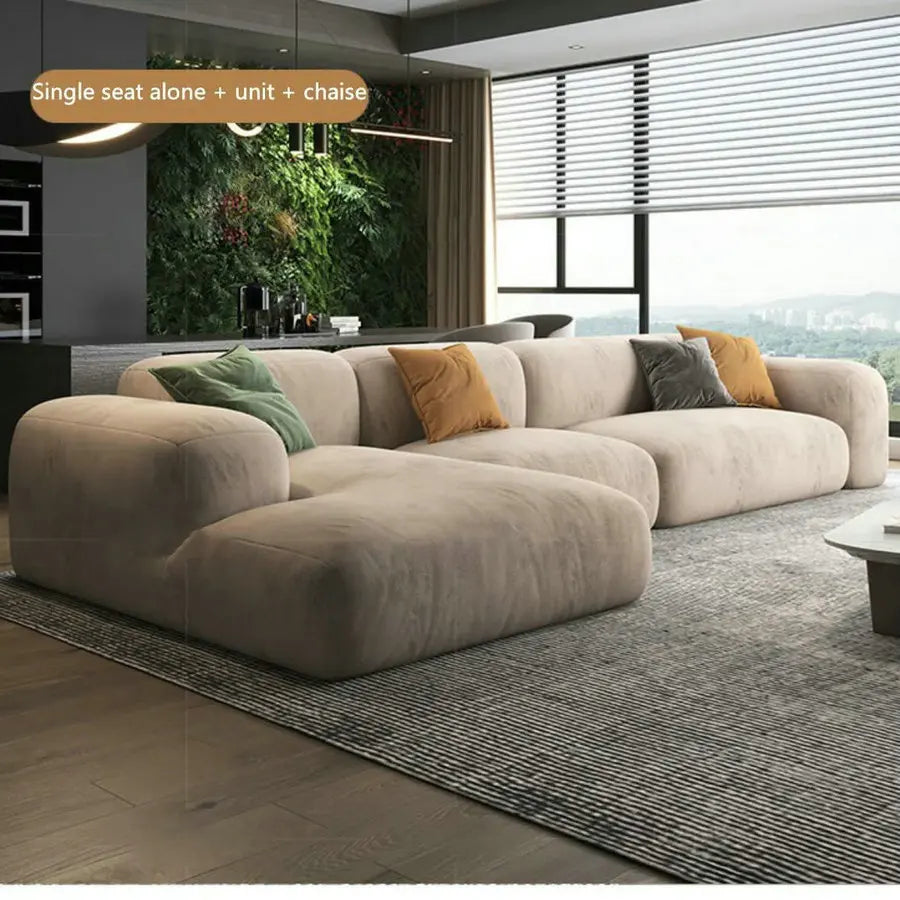 Luxurious Velvet L-Shape 3-Seater Sectional Sofa, Modern Corner Couch