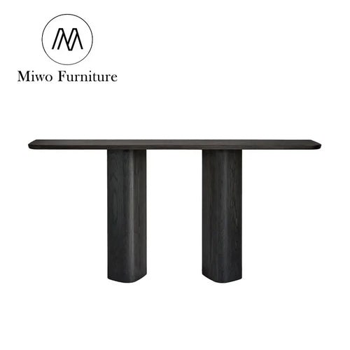 Black Solid Wood Narrow Rectangular Entryway Corridor Console Table