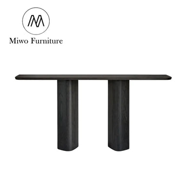 Black Solid Wood Narrow Rectangular Entryway Corridor Console Table