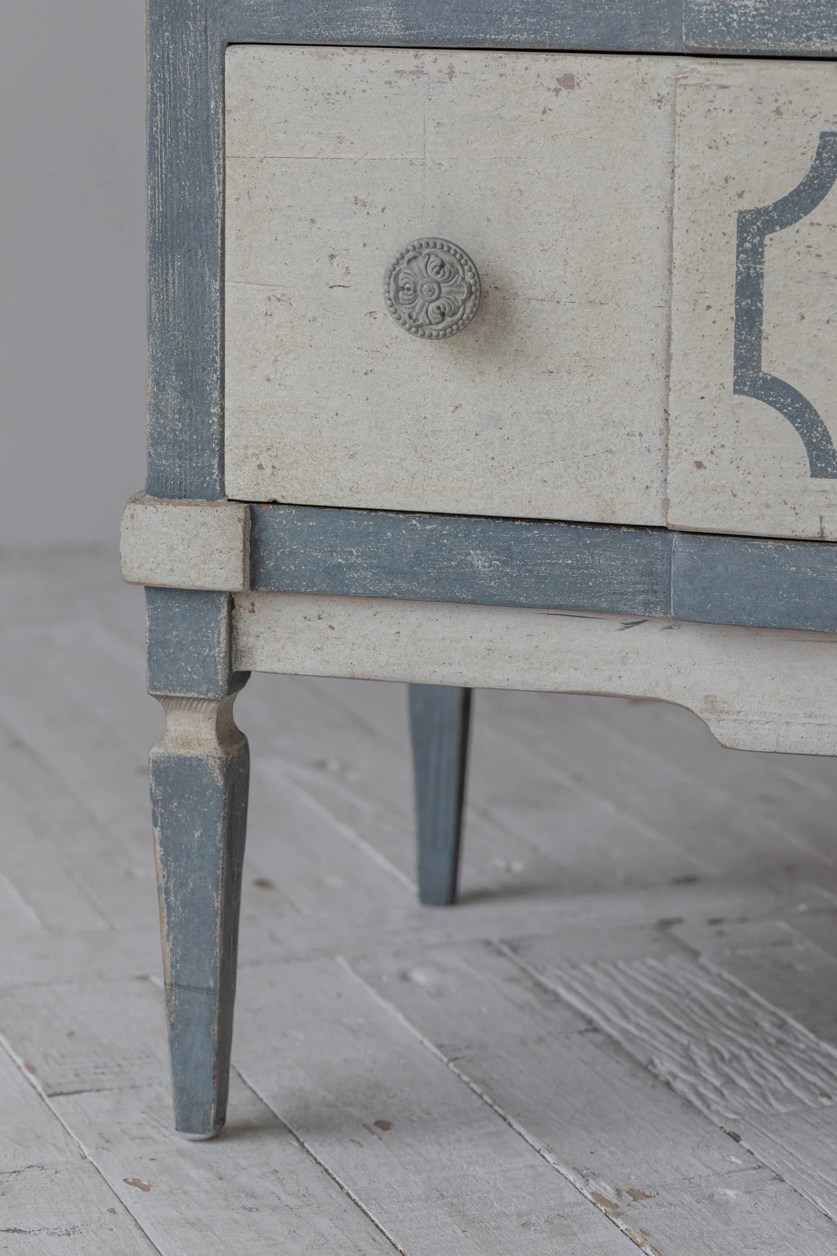 Hand-Painted French Vintage Wabi Sabi Chest of Drawers Recycled Pine Wood
