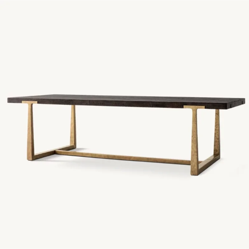 Vintage Industrial Extendable Dining Table - Solid Wood Veneer - Customizable Design