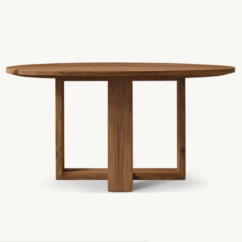American Vintage Solid Wood Round Dining Table for Villa & Club Settings