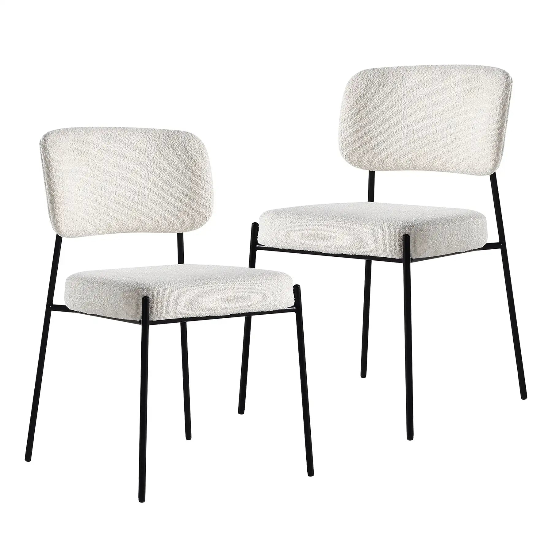 Modern Upholstered Curved Back Dining Side Chair with Sturdy Metal Legs